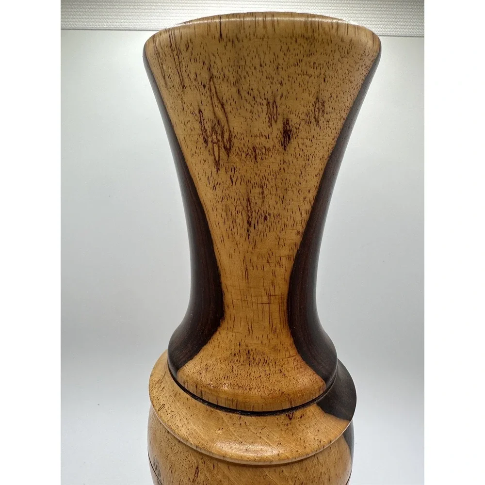 Vintage Multitone Solid Wood Hand Crafted Turned Footed‎ Bud Vase 6
